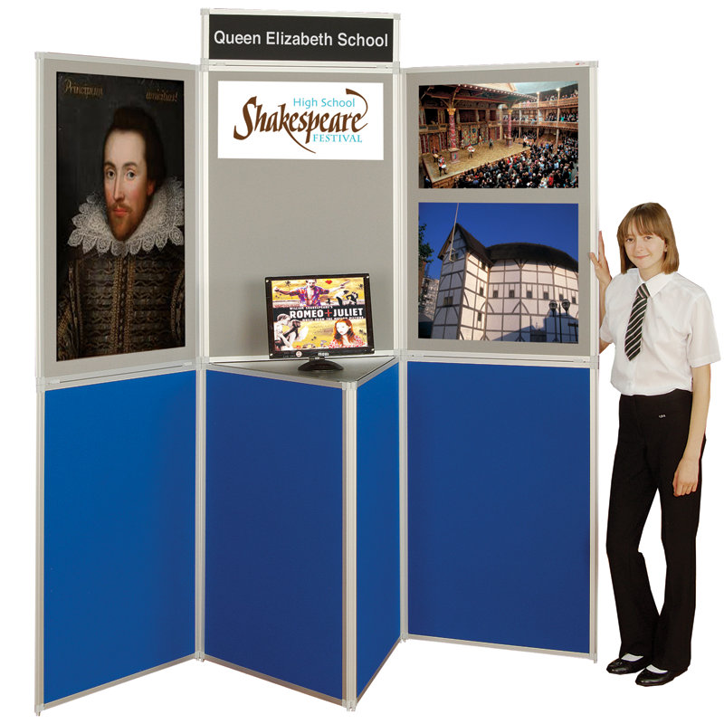 Free-Standing Bulletin Board, 200 cm H x 280 cm W, Blue / Grey