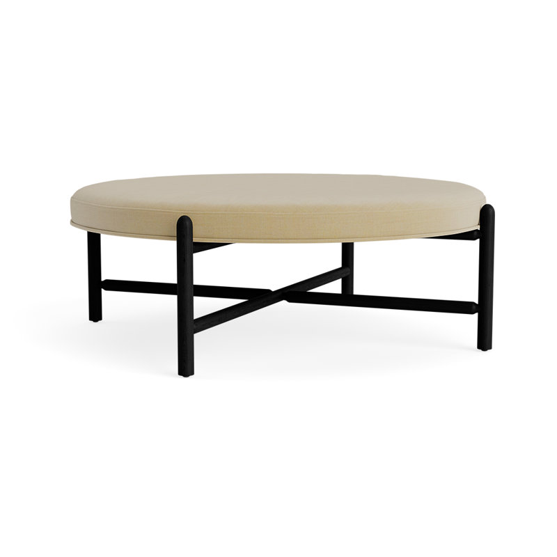 Vane 48" Upholstered Ottoman, Black, Khaki