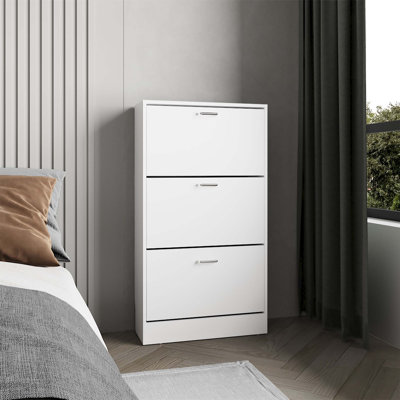 Étagère à chaussures haute Inola, vestibule efficace et rangement pour la chambre à coucher pouvant contenir jusqu'à 18 paires de chaussures