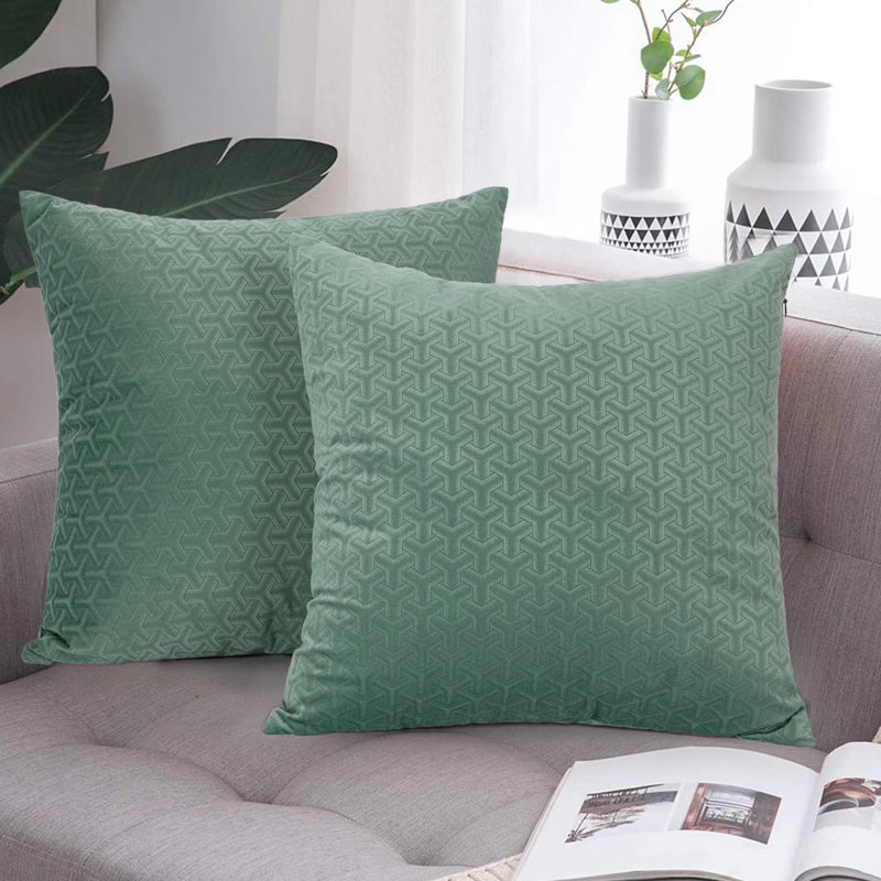 Square Throw Pillow Cover Yellow, Dark Teal