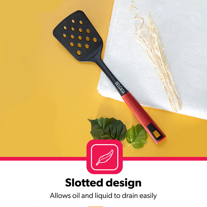 Delcasa Nylon Slotted Turner – Fish Slice/Serving Spatula – Kitchen Cooking Cutlery/Crockery Buffet Spoon – Flipper Spatula for Lifting Flipping Sautéing Serving Fried Eggs Fish Pancakes Burgers