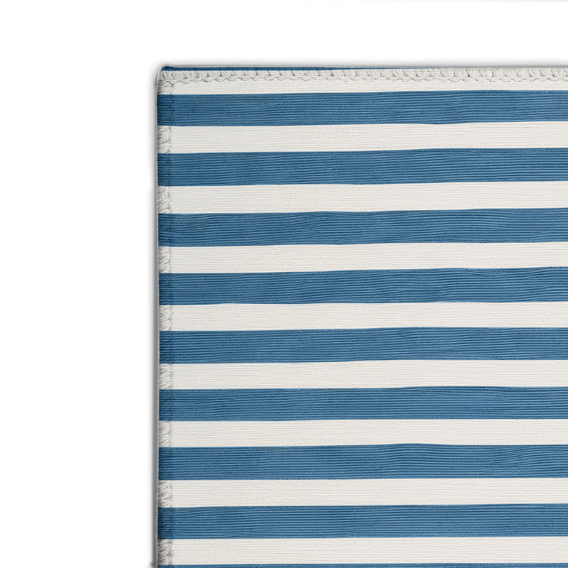 Tapis intérieur / extérieur bleu HorizontalStripes, Rectangulaire 8 pi x 10 pi