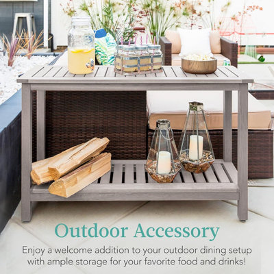 48In 2-Shelf Indoor Outdoor Wood Console Table Multifunctional Buffet Bar Storage W/ Natural Finish by Latitude Run
