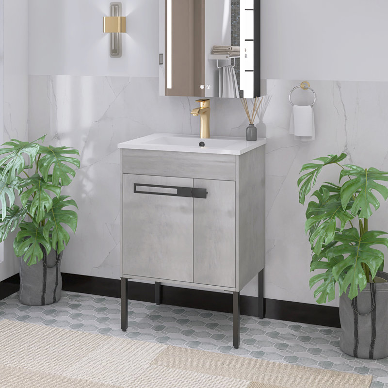Ensemble de meuble-lavabo simple 24 po avec plateau en céramique Amator