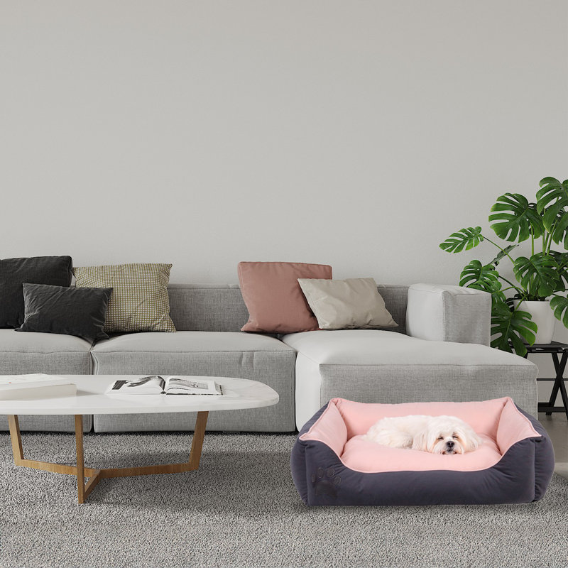 Lit pour animaux Helky, Gris / Rose, L 31,5 po x l 23,6 po