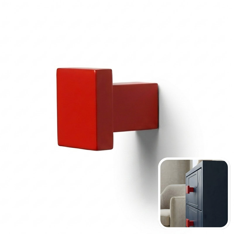 ROUS Hardware Art Deco Square Knob, Rose (Red)
