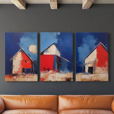 Ensemble de toiles tendues avec châssis Barn Americana Series XXIV - prêt à accrocher