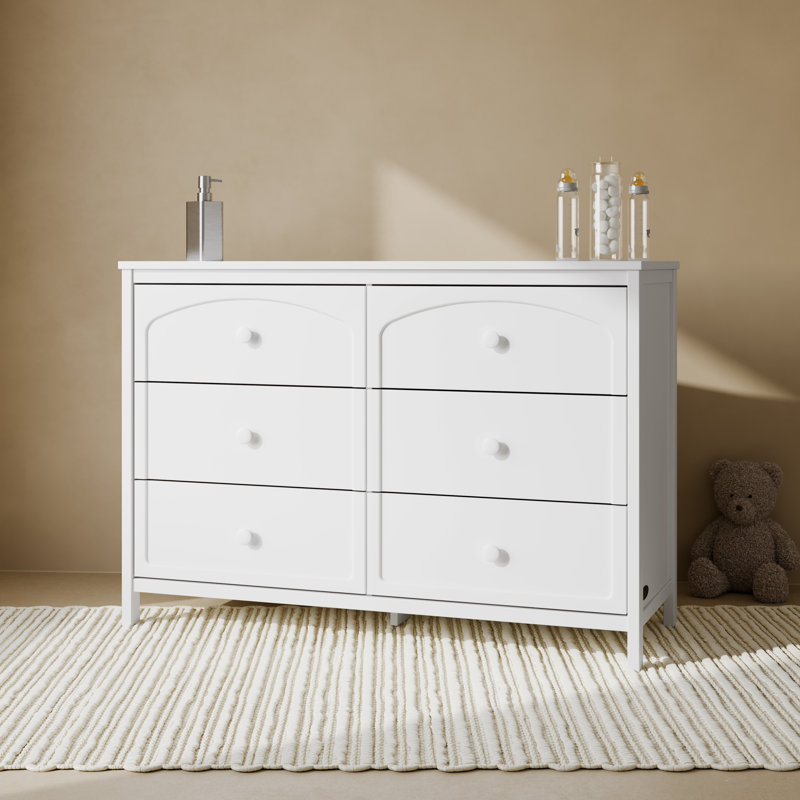Commode double 6 tiroirs Olivia, Blanc