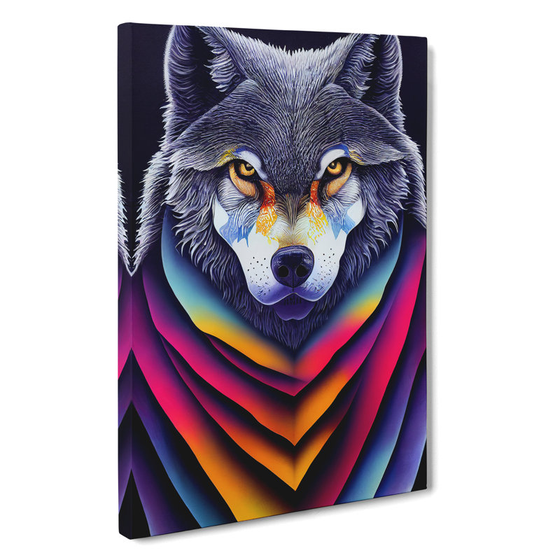Wolf In Colour No.3 - Wrapped Canvas, 60cm H x 40cm W x 3cm D