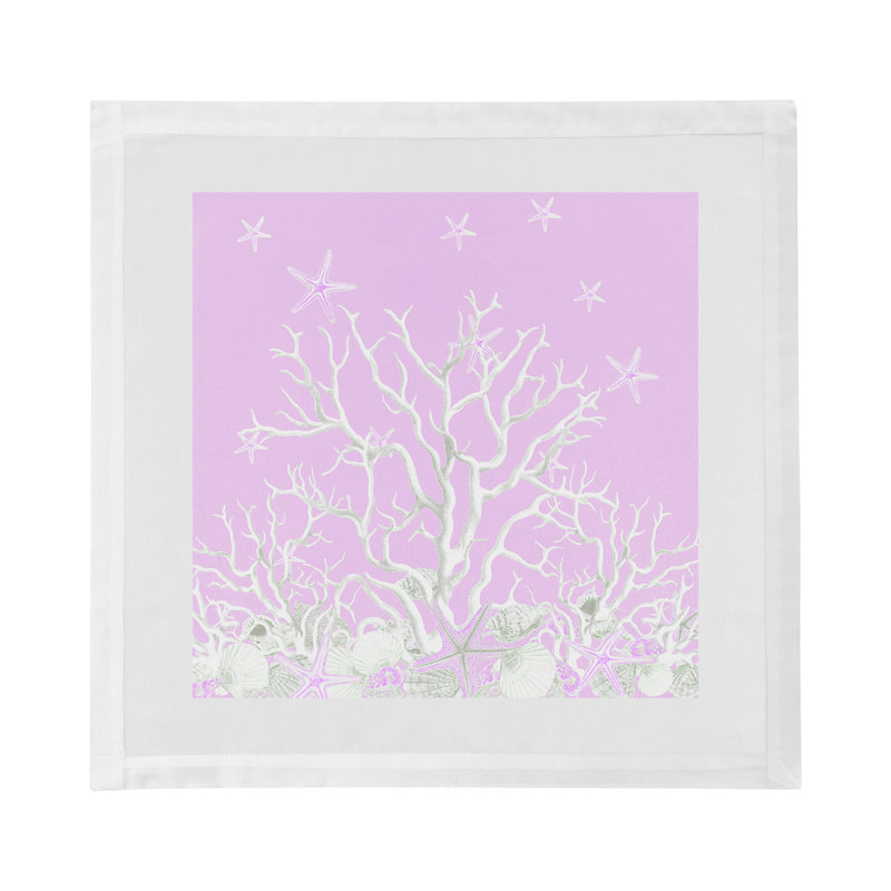 Serviettes de table en satin de coton Coral Branch, Lilas