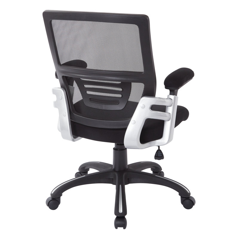 High-Back Executive Swivel Chair with Mesh and Leather, Black