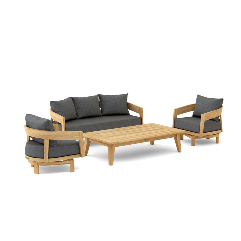 Outdoor 4 - Piece Teak Conversation Set, Gray
