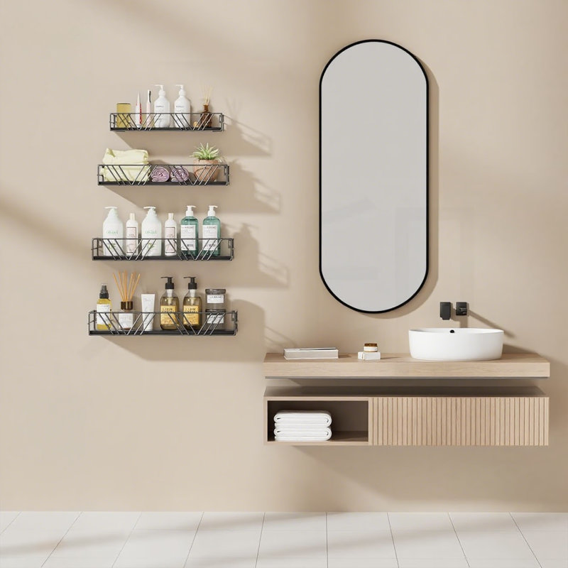 Floating Shelves Set Of 4, Wall Mounted Wood Shelves With Metal Brackets For Living Room, Bedroom, Bathroom, Kitchen, Office Storage And Display