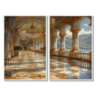 Ensemble de 2 reproductions d'art or et gris