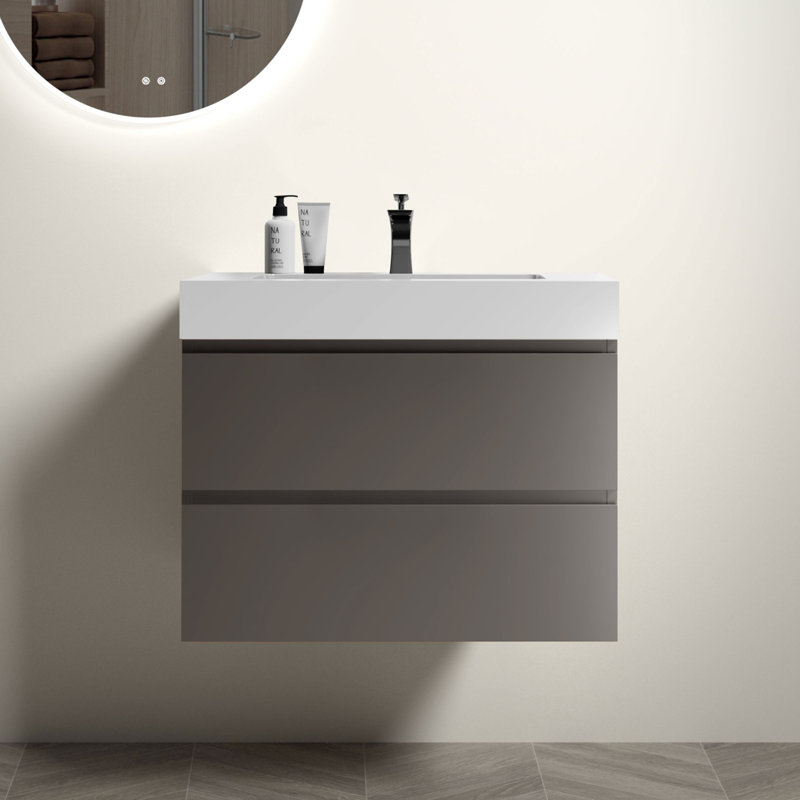 Meuble-lavabo 30 po avec lavabo, Blanc, Gris