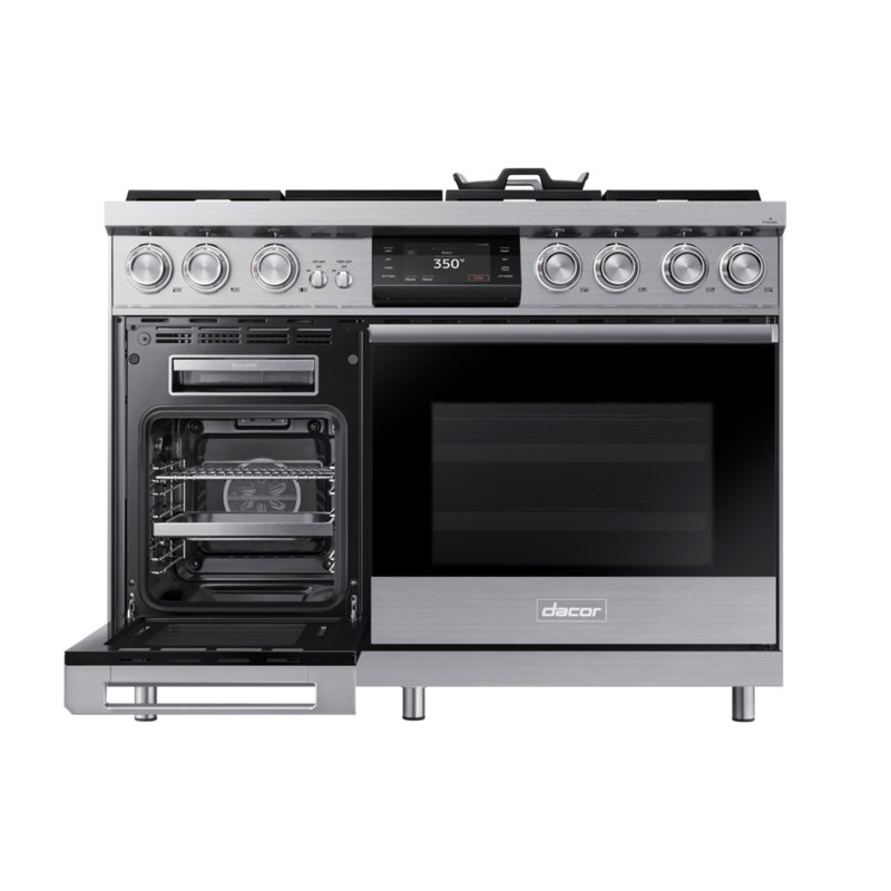 48" Pro-Range 6 Burners with Griddle, Contemporary, NG/LP, Silver Stainless