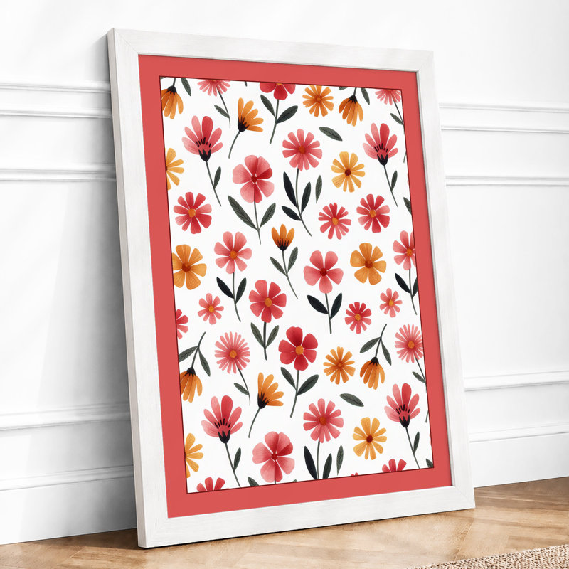 Floral Watercolour Botanical - Framed Print, A3 - 42.0 x 29.7 cm, White