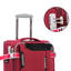 Ensemble de 4 valises verticales en rouge Claret, légères et extensibles pour un maximum de rangement, avec roulettes pivotantes à 360 degrés, poignées de transport à profil bas, compartiments extérieurs, poche intérieure de couvercle, côté