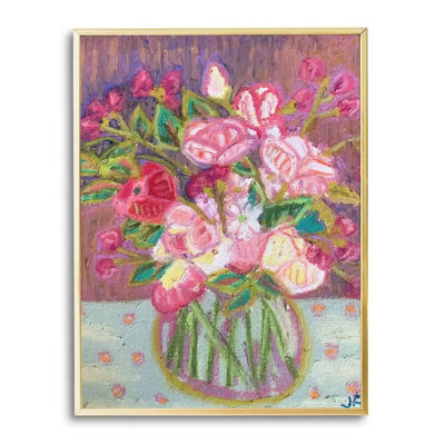 Peony Roses and Statice Print Canvas