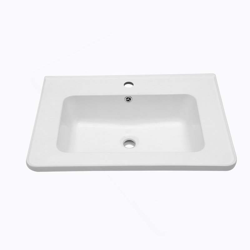 28" X 19" White Rectangular Single Vanity Top With 1 Faucet Hole And Overflow(Sink Only)