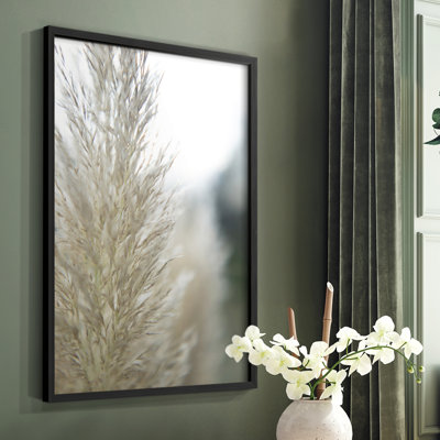 «Subtle Graminées IV», reproduction encadrée - bois massif
