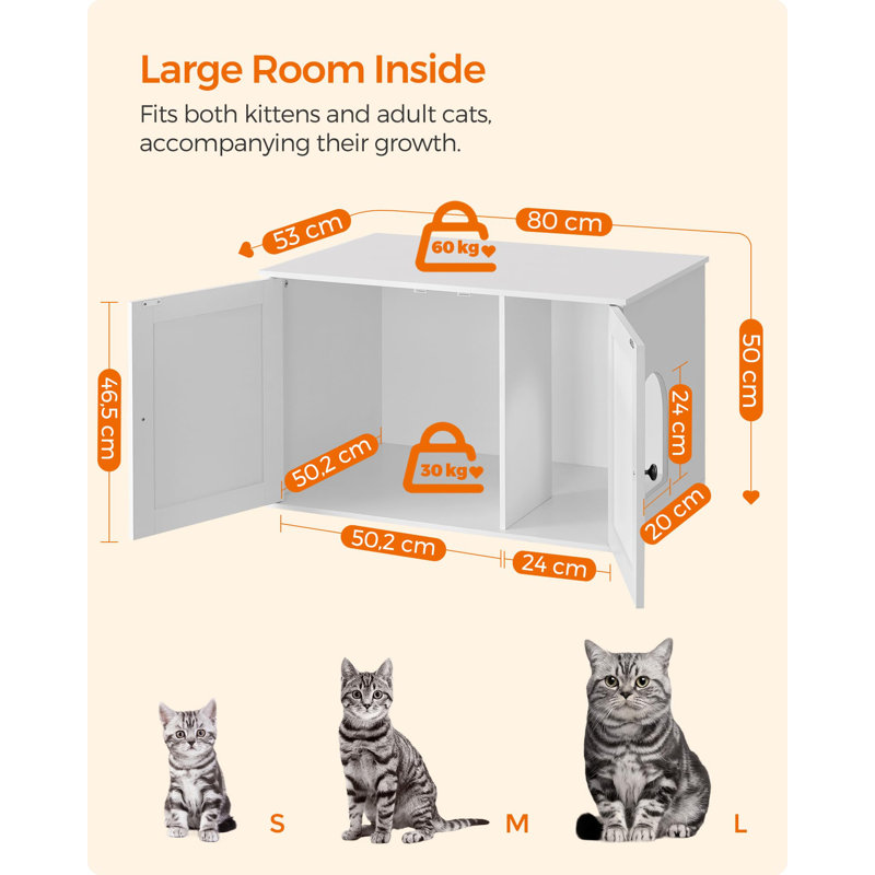 Engineered Wood Litter Box Enclosure, White