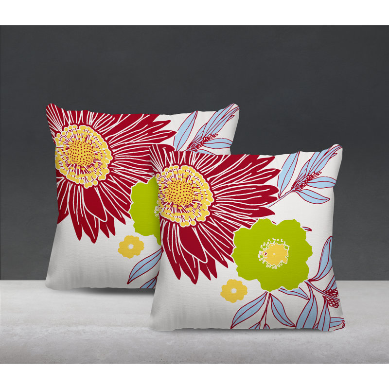 Housse et insert de coussin décoratif intérieur / extérieur en mélange de polyester, L 15 po x H 15 po, Rouge