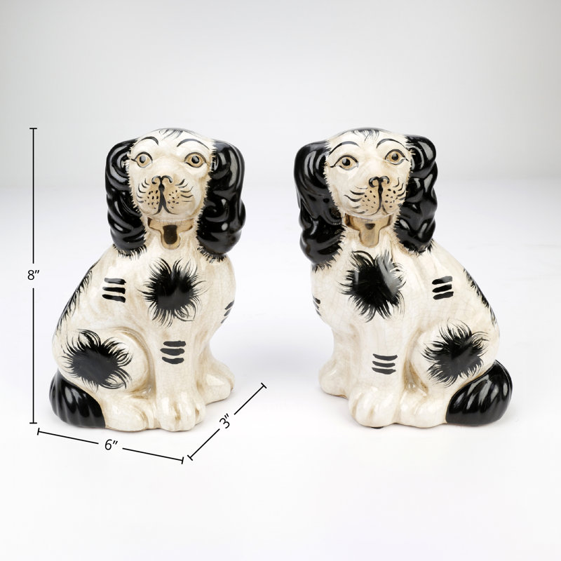 Saucedo 8" Staffordshire Dog Pair, Black