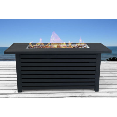 Table de foyer d'extérieur en acier avec couvercle H 24 po x l 54 po Abrionna