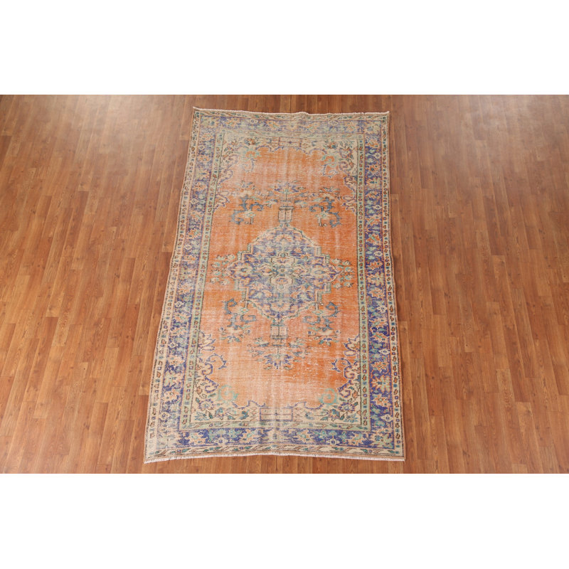 Tapis turc orange anatolien délavé 5 x 9