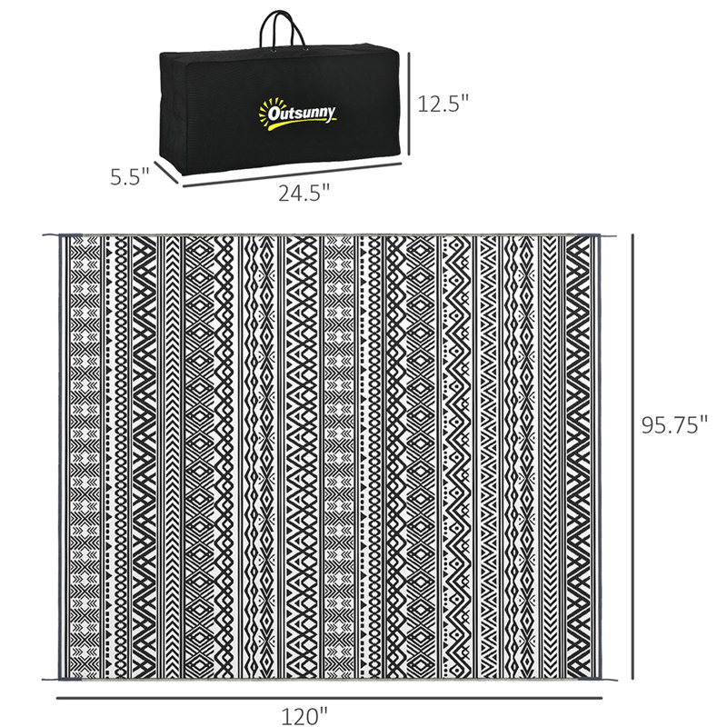 Reversible Waterproof Outdoor Rug - Portable RV Camping Mat With Carry Bag
