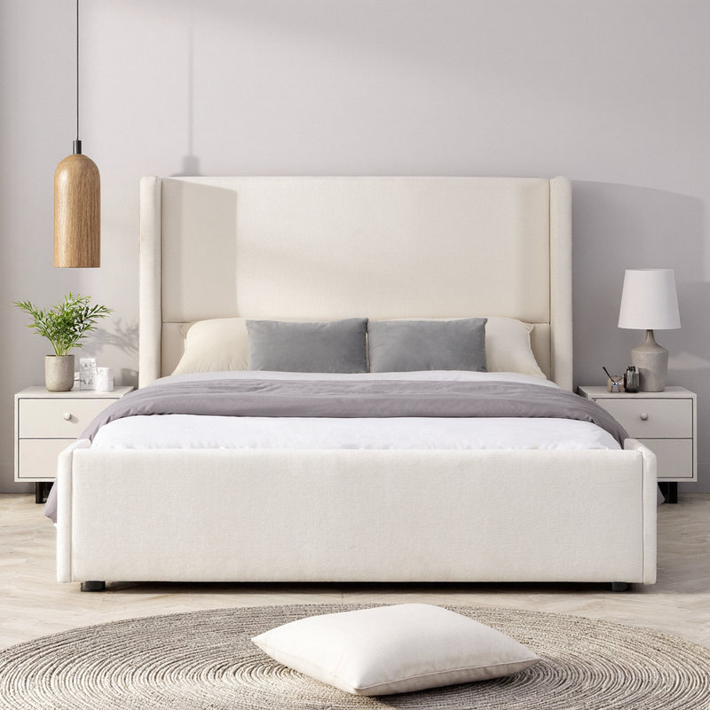 ​​​​ Queen / King Wingback Upholstered Bed with High Statement Headboard​, Queen