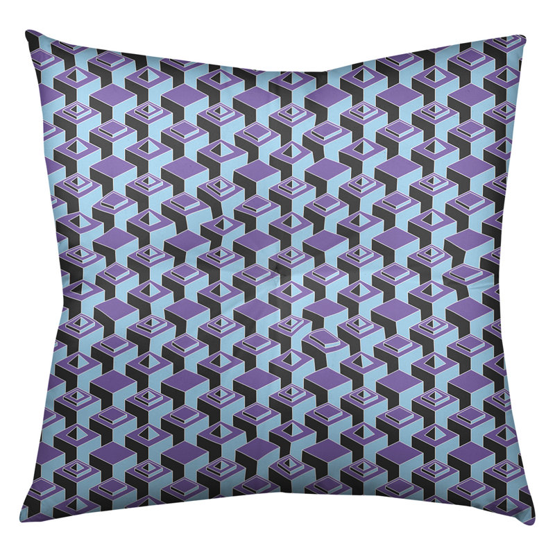 Coussin de sol classique de gratte-ciels, 30 po x 30 po, Mauve/bleu sarcelle