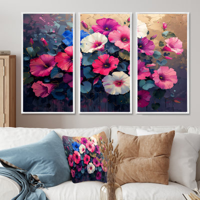Ensemble de décoration murale rose, blanc et vibrant Morning Glory I - Morning Glory