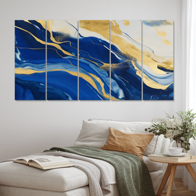 Sunlight Breaking In The Waves IV - Abstract Canvas Print - 5 Equal Panels
