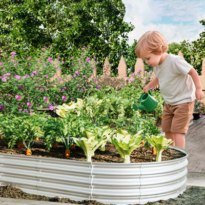 Ensemble de jardin surélevé 2 pièces 8X4x1pi, jardin surélevé galvanisé pour l'extérieur pour légumes, fleurs et herbes, robuste, résistant à la rouille, facile à assembler