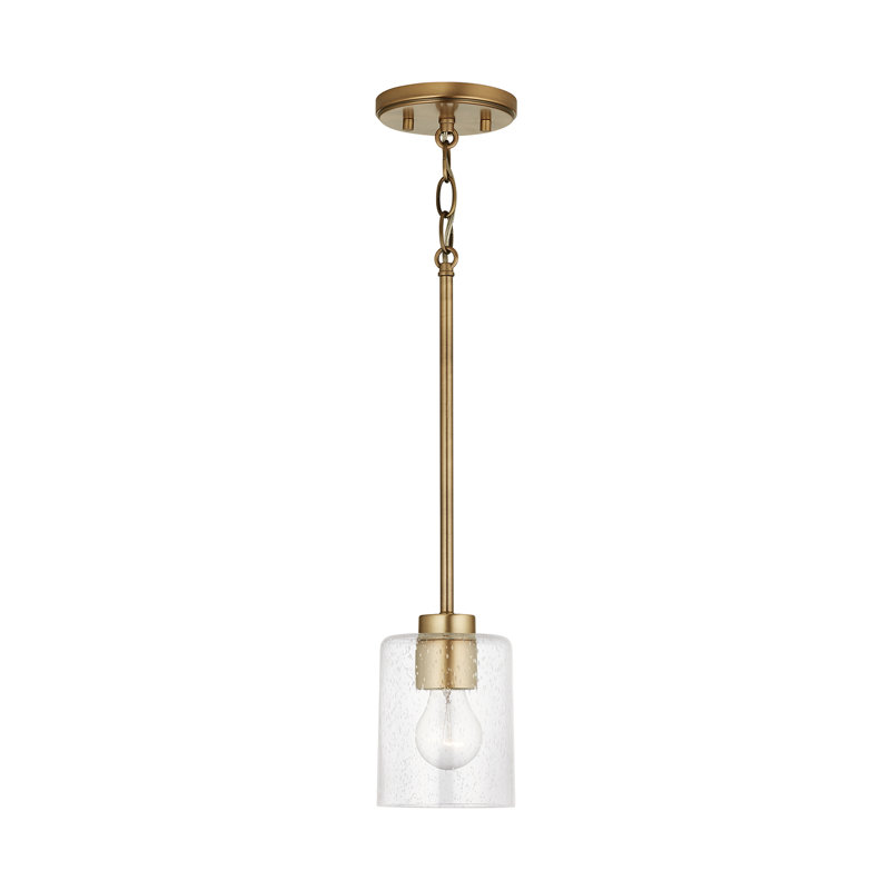 Luminaire suspendu cylindrique à 1 lumière Greyson, Laiton vieilli