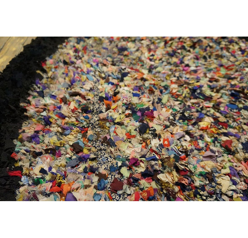 1930s Multi Abstract Folk Art Antique American Hooked Rug 2'8" x3'6" Wool Carpet