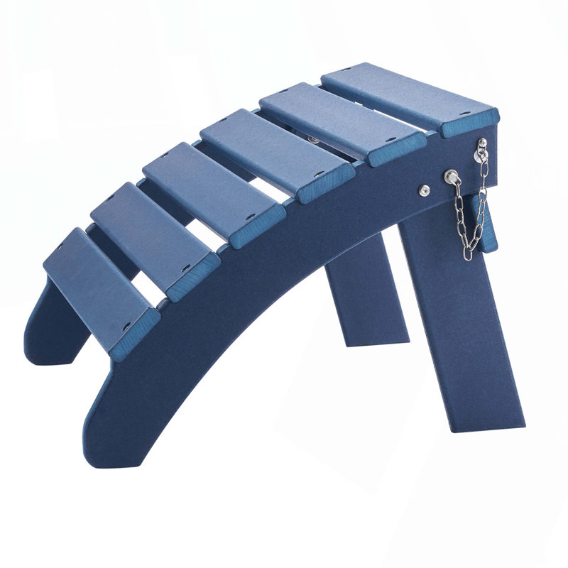 Ottoman 16.9L X 18.9W X 13H Inch HDPE Folding Patio Footrest, Blue