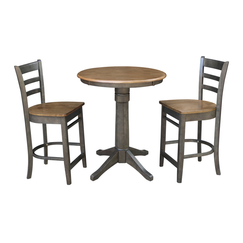 Ensemble de salle à manger 3 pièces à hauteur de comptoir en bois massif, H 35,9 po x L 30 po x l 30 po