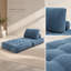 Pouf en velours côtelé, mini canapé bleu confortable pour la chambre d'étudiant ou la chambre à coucher