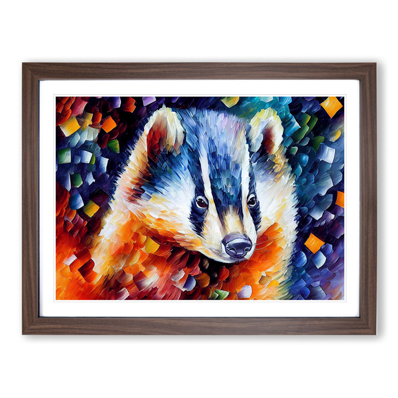 Badger Painting Abstract - Framed Print, 25cm H x 34cm W x 2cm D, Walnut