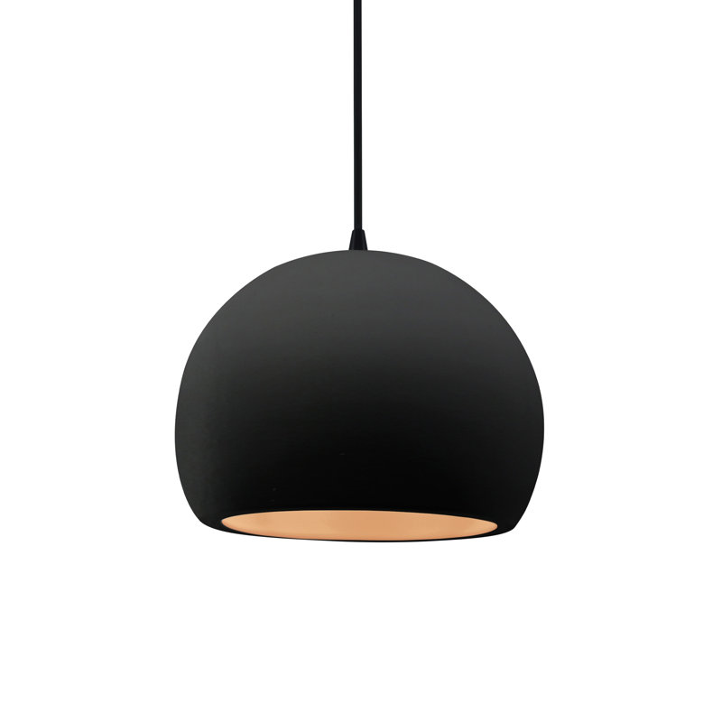 Luminaire suspendu à 1 lumière Aschwin, H 6 po x l 7 po x P 7 po, Noir carbone mat / or champagne, Noir mat
