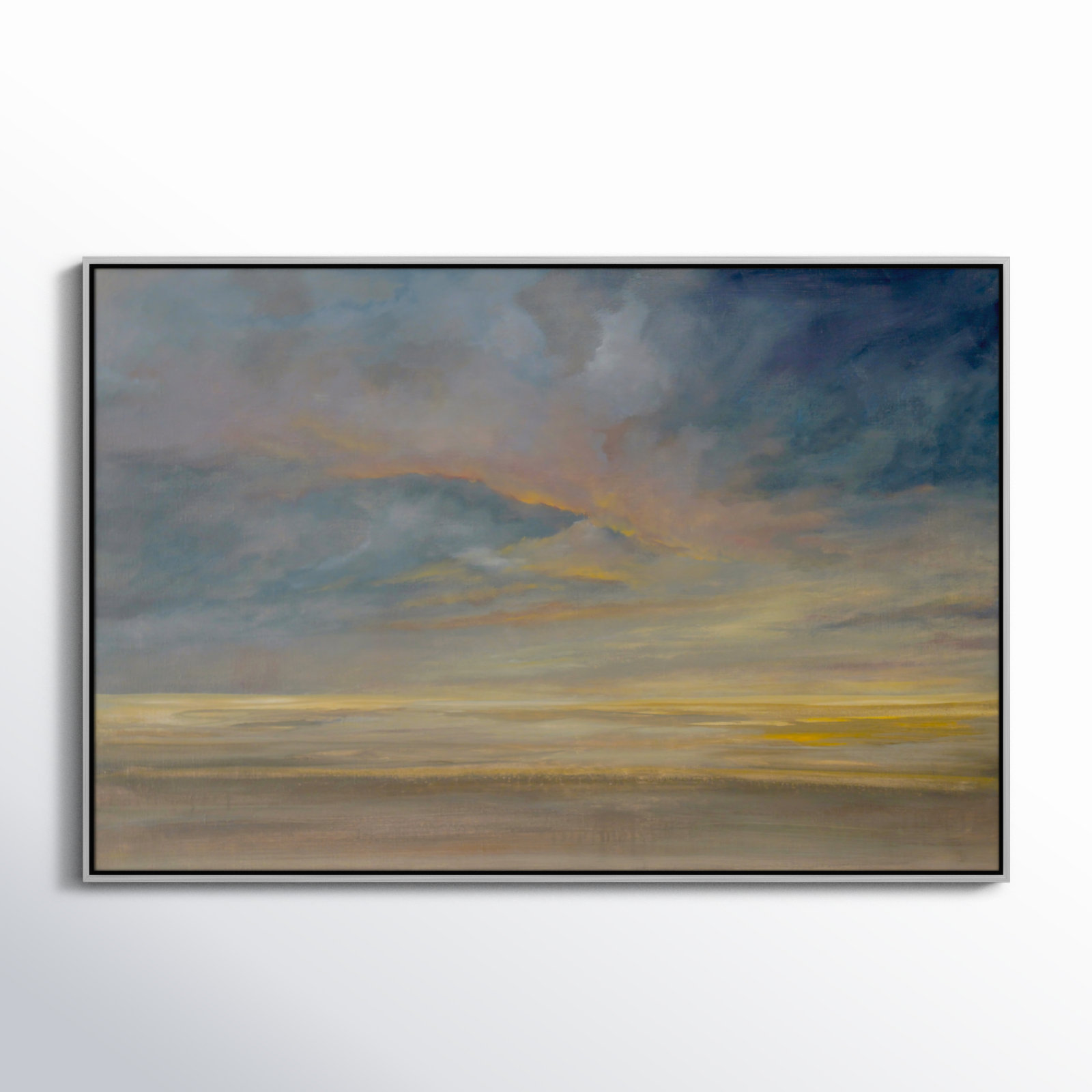Saffi "Dawning Unrest" Painting, 41.5" H x 61.5" W, Silver