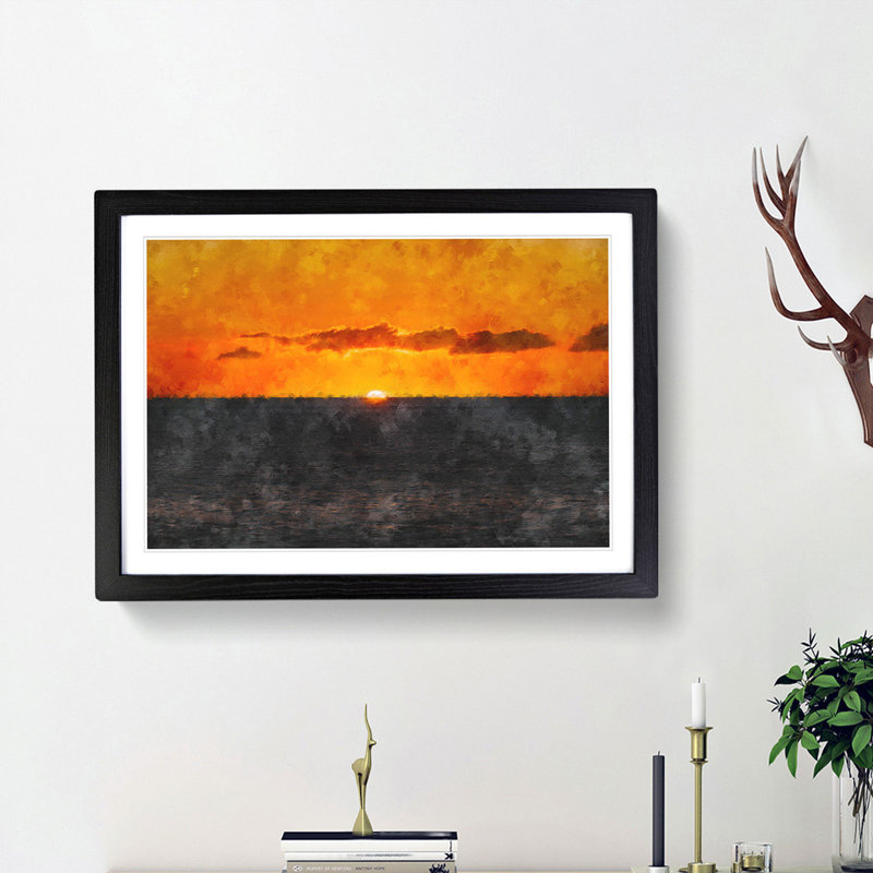 Goodbye to the Sun - Picture Frame Painting Print, 33cm H x 45cm W x 2cm D, Black Single Picture Frame Wood
