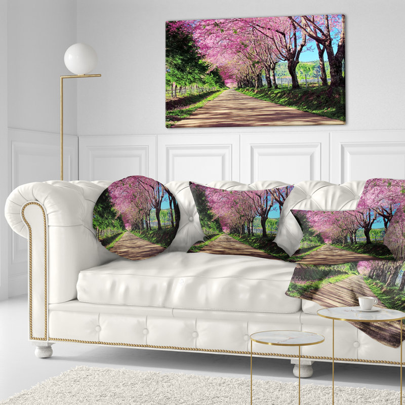Coussin décoratif en fleur d’un chemin de chiang mai, 16 po x 1 po, Coussin décoratif