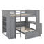 Lit mezzanine double avec lit autonome, tablettes, bureau et garde-robe-167959494