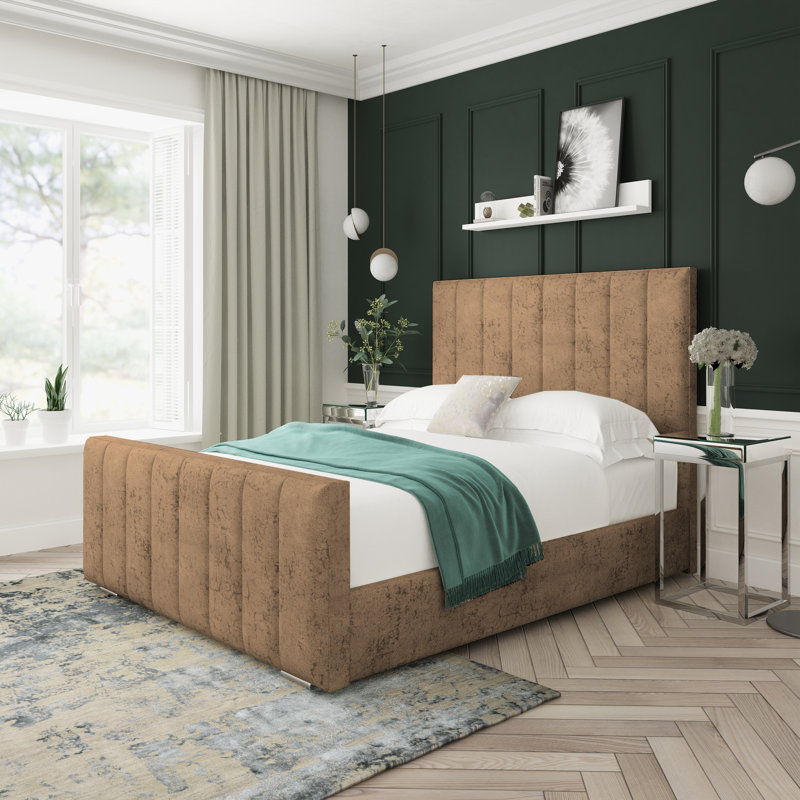 Upholstered Platform Bed, Small Double (4'), Stone