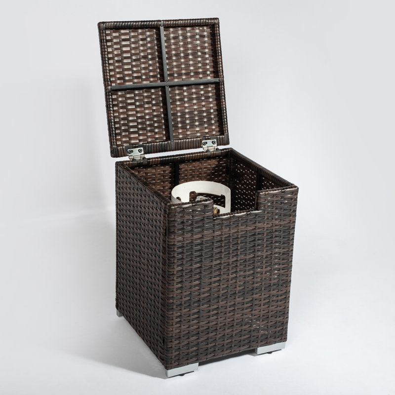 Table de foyer d'extérieur au propane 32 po avec dessus en tuile de céramique et couvercle de réservoir, Marron clair