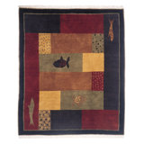 Lagoon Wool Geometric Area Rug in Purple/Red